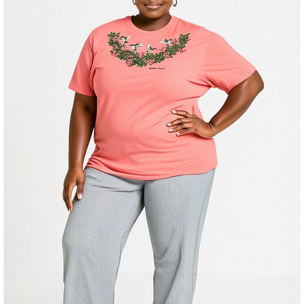 Vintage Anvil Fallon Nevada Hummingbird T-Shirt Coral Pink USA Made 2X